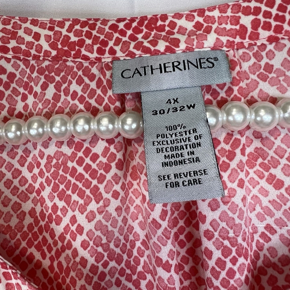 Catherines Women’s 4X Pink Geometric Beach Summer Preppy Boho Mature Blouse - Picture 10 of 10